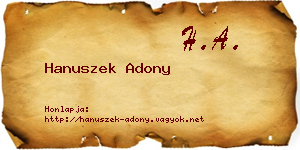 Hanuszek Adony névjegykártya
